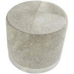 Leather Patchwork Living Room Stool with Silver Metal Base - Gray - Roche River Decor