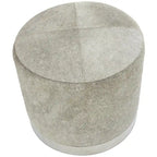 Leather Patchwork Living Room Stool with Silver Metal Base - Gray - Roche River Decor