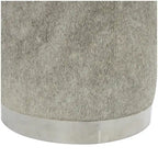Leather Patchwork Living Room Stool with Silver Metal Base - Gray - Roche River Decor