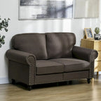 HOMCOM 61 Loveseat Sofa, Mid Century Modern 2 Seater Small Couch with Nailhead Trim, Rolled Arm, Fabric Upholstered Love Seat