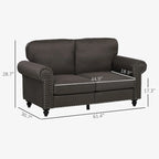 HOMCOM 61 Loveseat Sofa, Mid Century Modern 2 Seater Small Couch with Nailhead Trim, Rolled Arm, Fabric Upholstered Love Seat