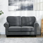 HOMCOM 61 Loveseat Sofa, Mid Century Modern 2 Seater Small Couch with Nailhead Trim, Rolled Arm, Fabric Upholstered Love Seat