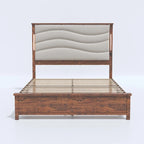 King Size Bed Frame with Upholstered Headboard, Charging Station