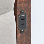 King Size Bed Frame with Upholstered Headboard, Charging Station